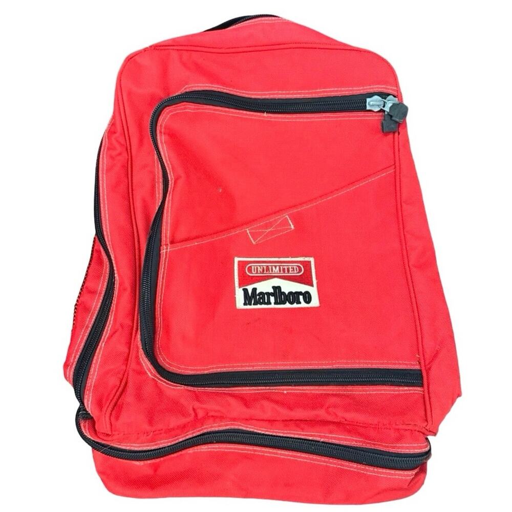 Vtg 90s MARLBORO Red Unlimited Convertible Backpack/Duffle Bag Camping canvas